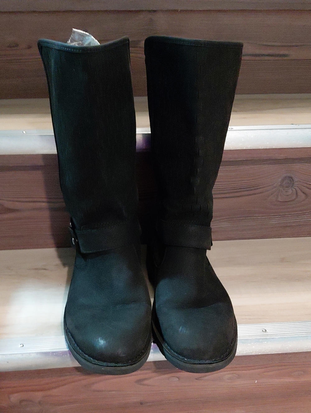 UGG Black Mid-Calf Heeled Riding Boots
